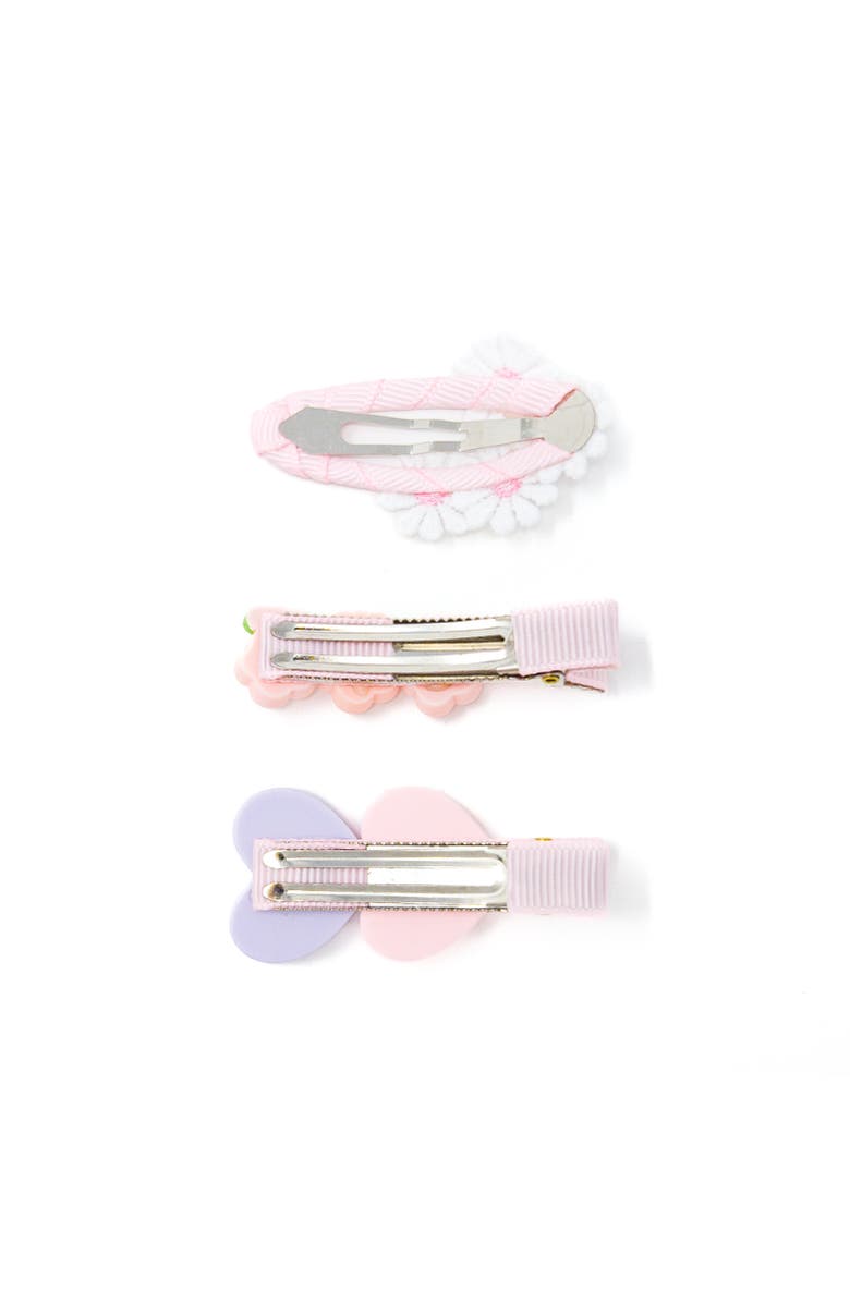 Puttisu 3pc Hair Clip Set - Heart & Daisy Charm, Alternate, color, Strawberry Sugar Bloom