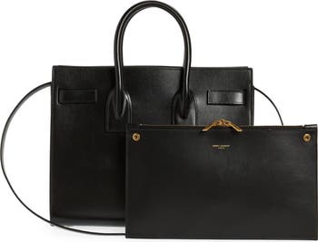 Saint Laurent Small Sac de Jour Leather Tote with Pouch