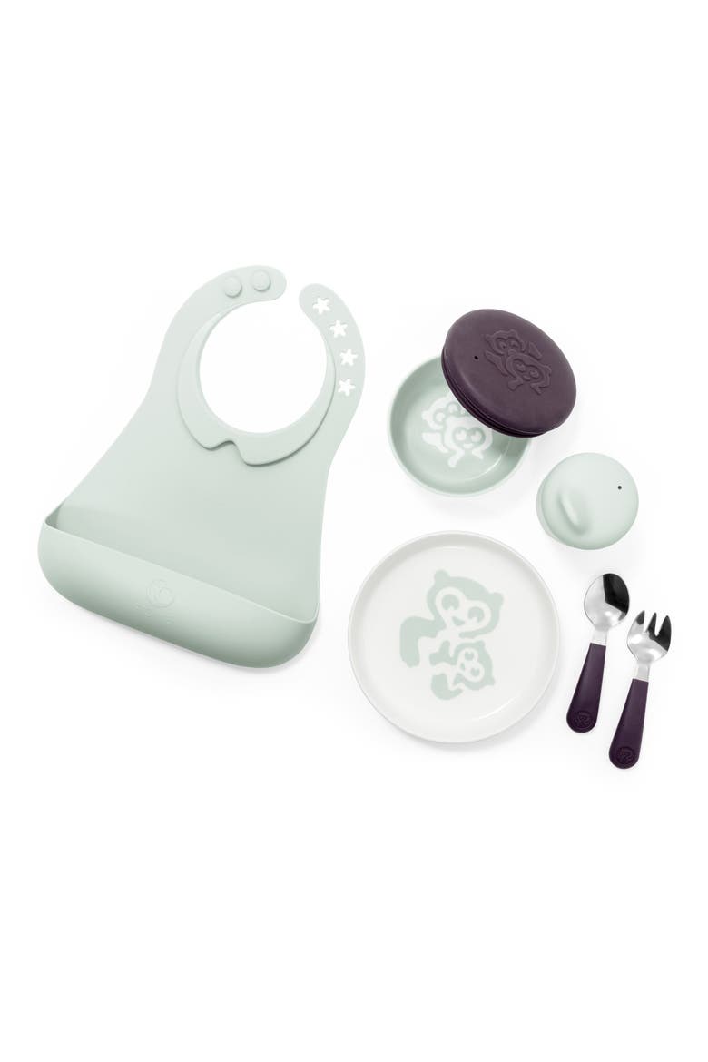 Munch Complete Bib, Lidded Bowl, Sippy Cup, Plate, Fork & Spoon Set, Main, color, SOFT MINT