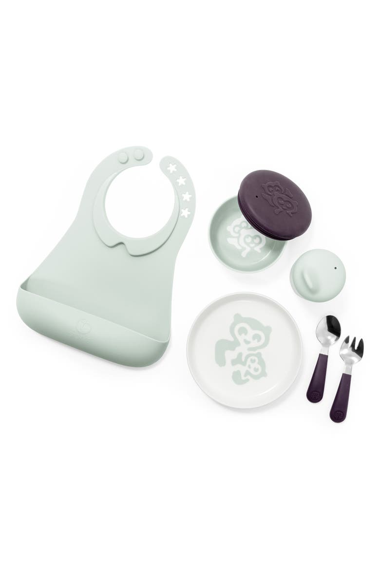 Stokke Munch Complete Bib, Lidded Bowl, Sippy Cup, Plate, Fork & Spoon Set, Main, color, 