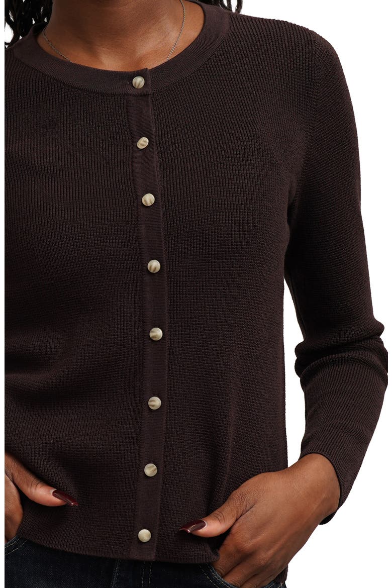 Waffle Cardigan, Alternate, color, HICKORY BROWN