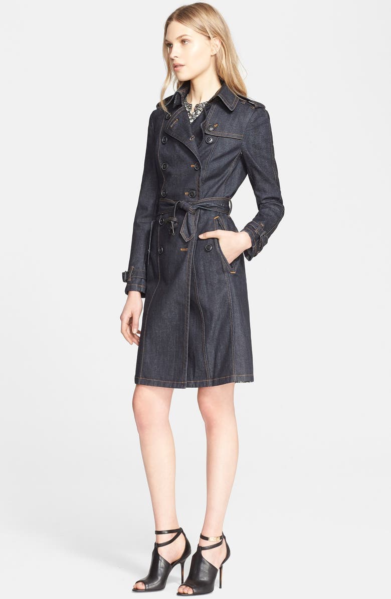 Burberry Brit 'Bramdale' Denim Trench Coat, Main, color, 