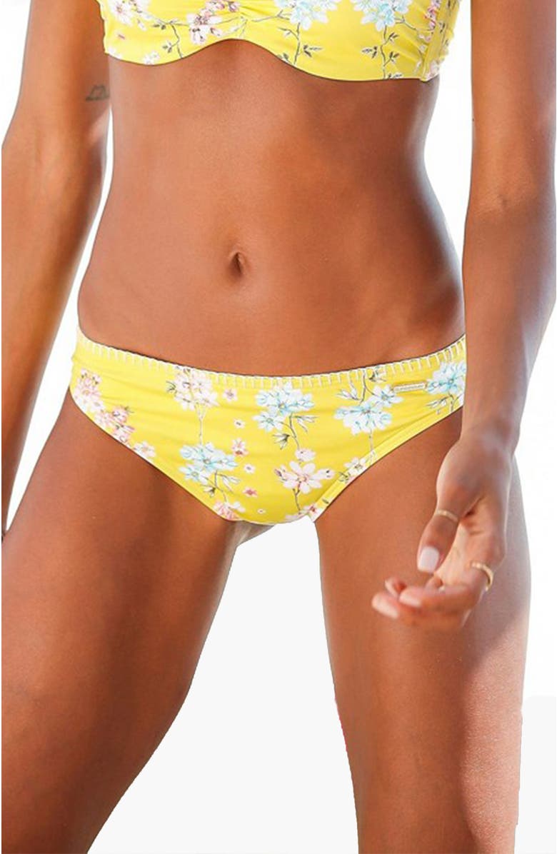 LASCANA Women's Print Classic Bikini Swimsuit Bottom, Main, color, Yellow Multi