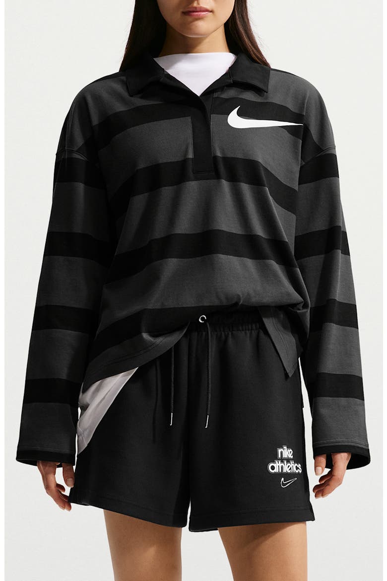 Sportswear Prep Stripe Cotton Top, Main, color, DARK SMOKE GREY/BLACK/SAIL