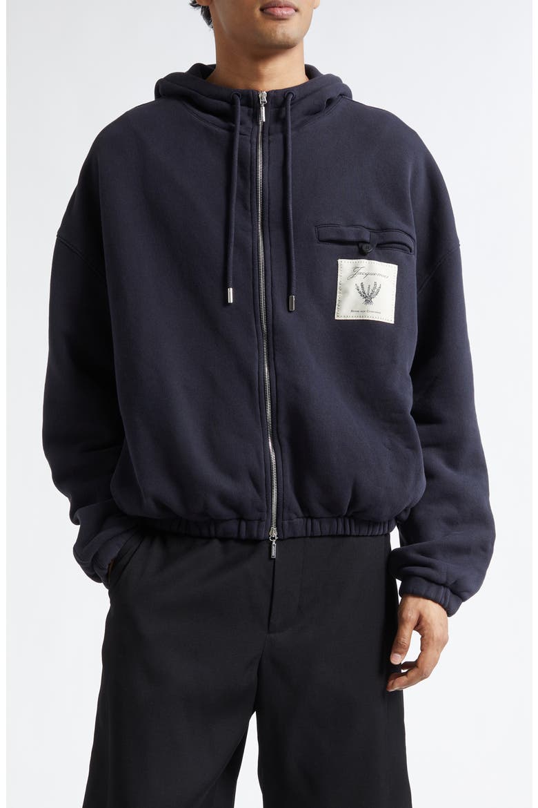 Le Hoodie Torneo Logo Patch Cotton Zip Hoodie, Main, color, ROSEMARY LABEL DARK NAVY