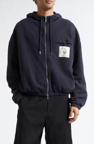 Jacquemus Le Hoodie Torneo Logo Patch Cotton Zip Hoodie