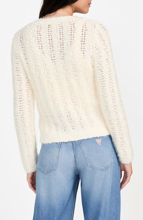 Guess Bea Open Stitch Fuzzy Cardigan In Neutral