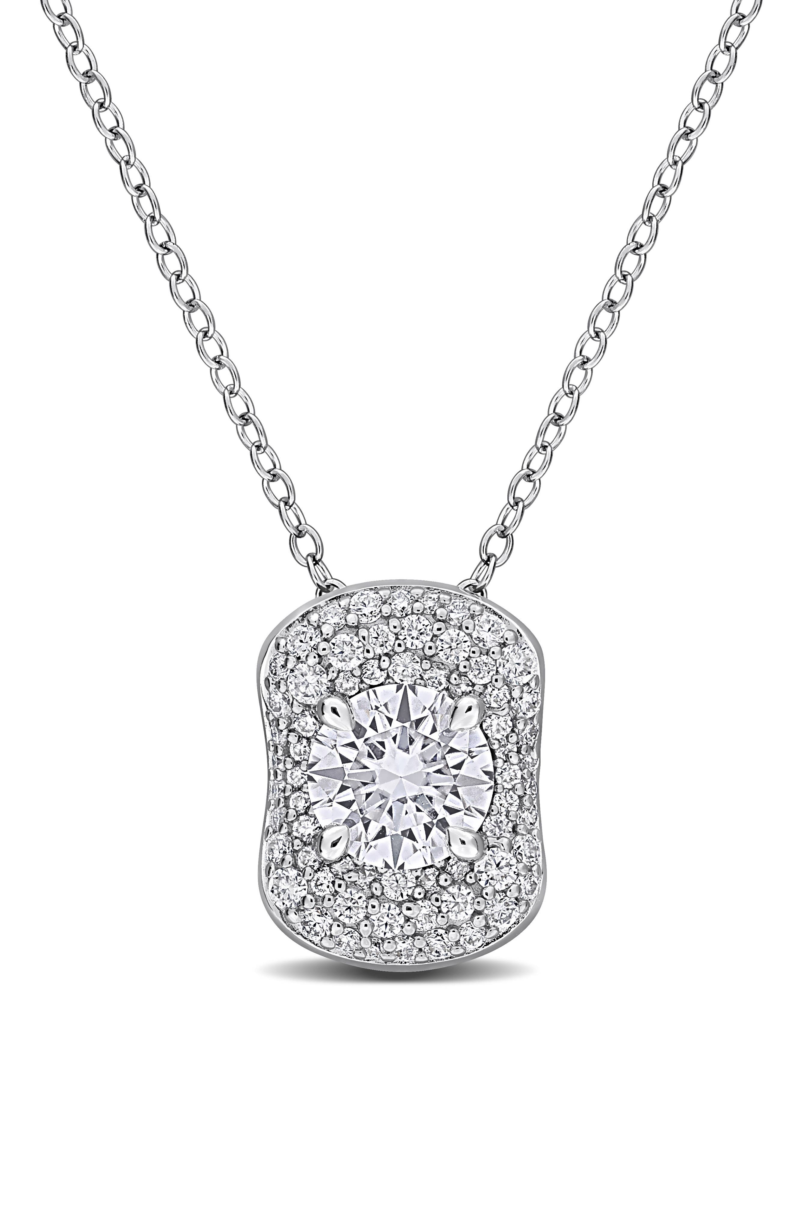 Sterling Silver 1 3/8 ct. tgw. Lab Created Moissanite Pendant Necklace