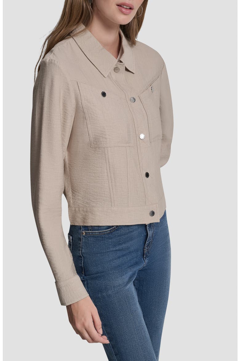 Twill Trucker Jacket, Alternate, color, PEBBLE