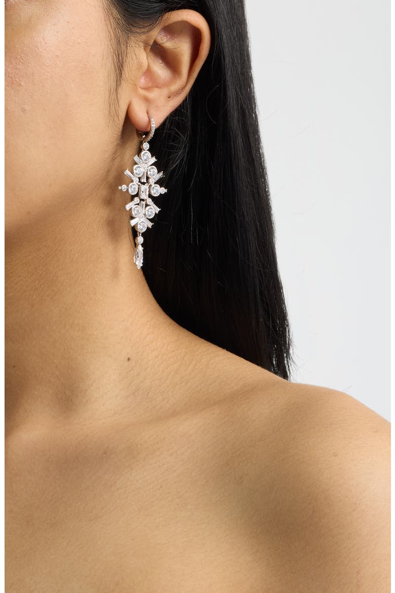 Under the Sea Cubic Zirconia Kite Leverback Earrings, Alternate, color, RHODIUM