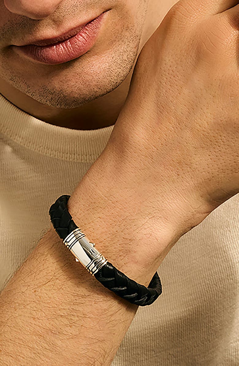 John Hardy Leather & Sterling Silver Bracelet, Alternate, color, Black/ Silver