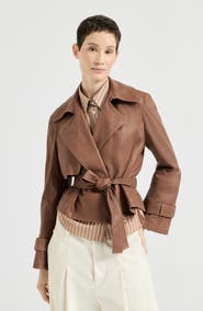 Brunello Cucinelli Vintage nappa leather cropped trench with monili