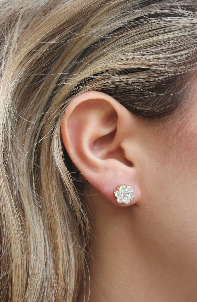 LuvMyJewelry Lab Grown Diamond Floral Cluster Stud Earrings, Alternate, color, 14K Yellow Gold