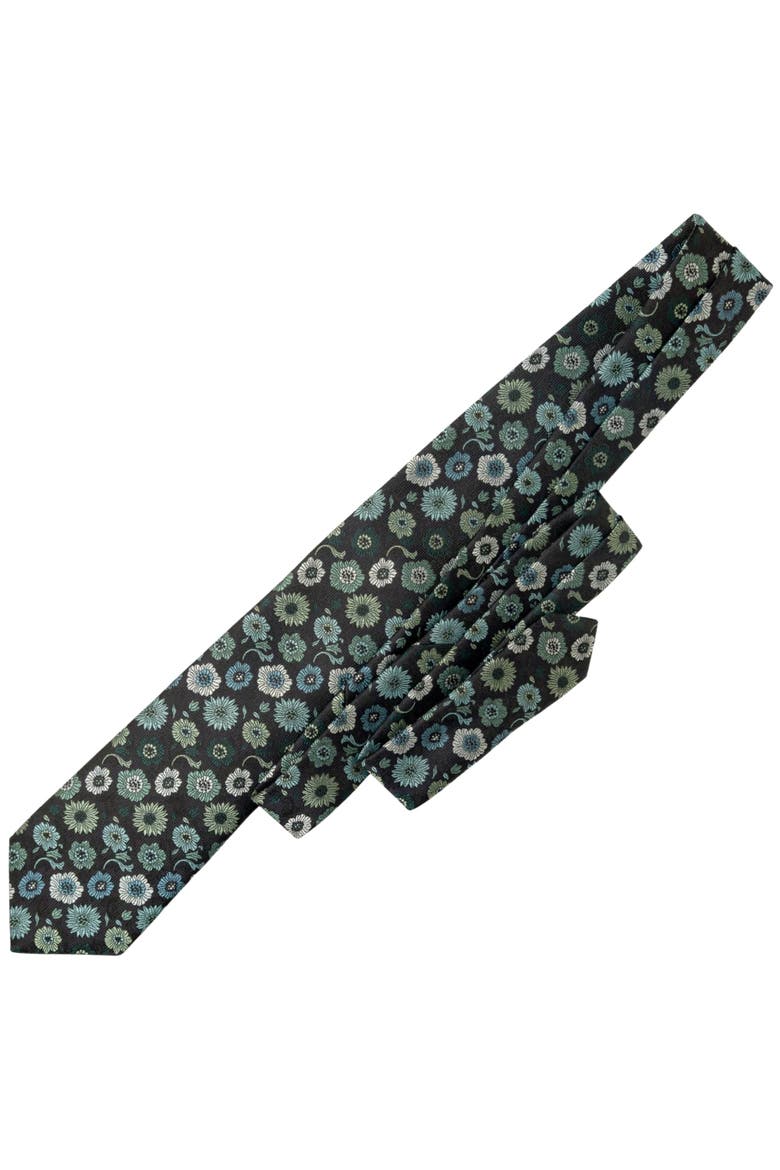 Pergola - Silk Jacquard Tie for Men, Alternate, color, Aqua & Black