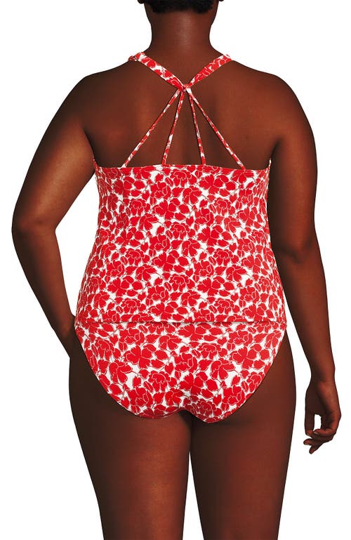 Lands' End Tugless High Neck Strappy Back Tankini Swimsuit Top In Multi