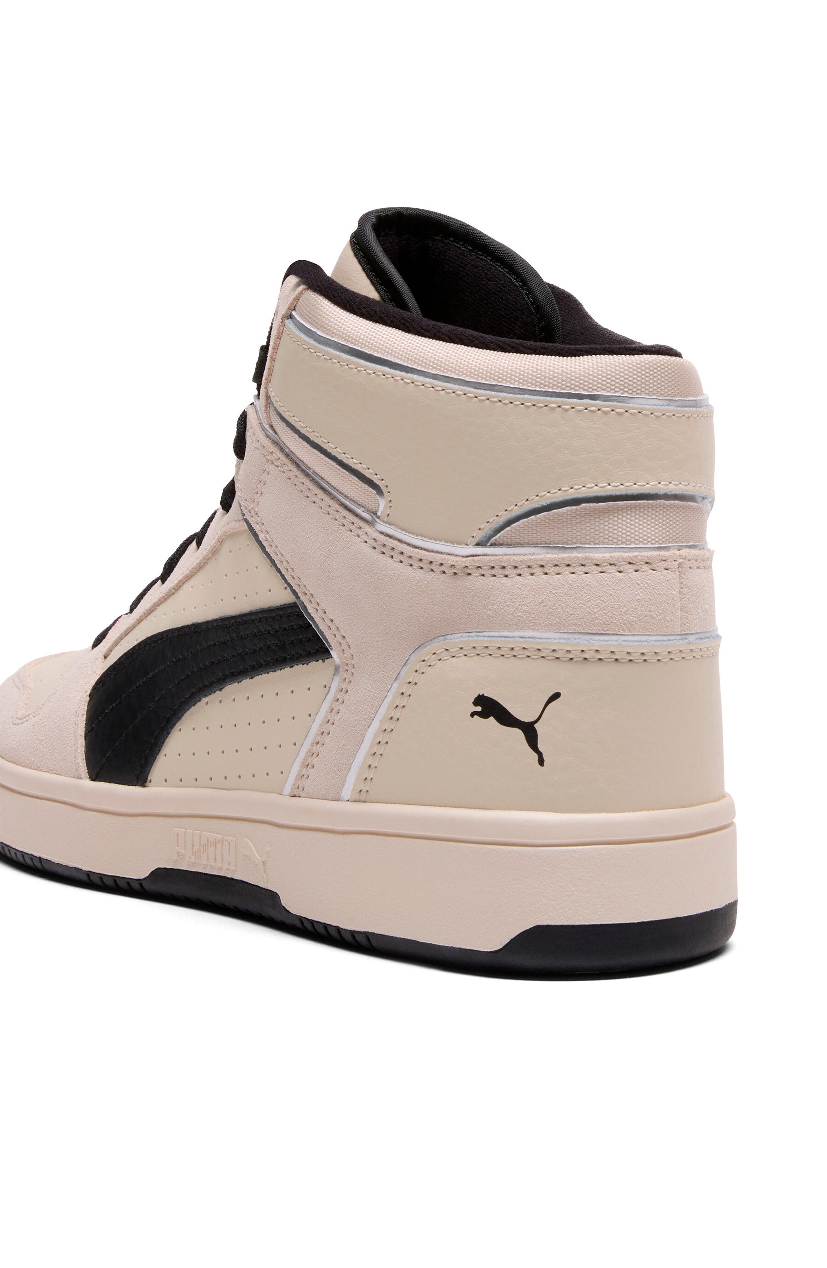 PUMA Rebound Layup High Top Sneaker, Alternate, color, Alpine Snow-Puma Black- Silver