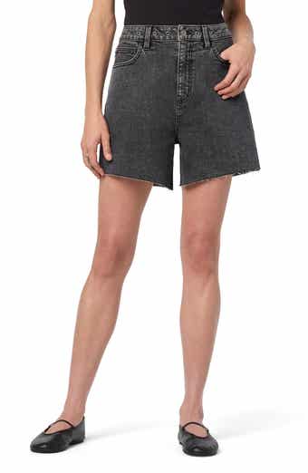 Relaxed Grommet Band Raw Hem Shorts