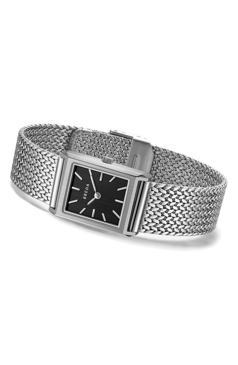 BREDA Virgil Tethered Mesh Strap Watch, 20mm, Alternate, color, Stainless Steel