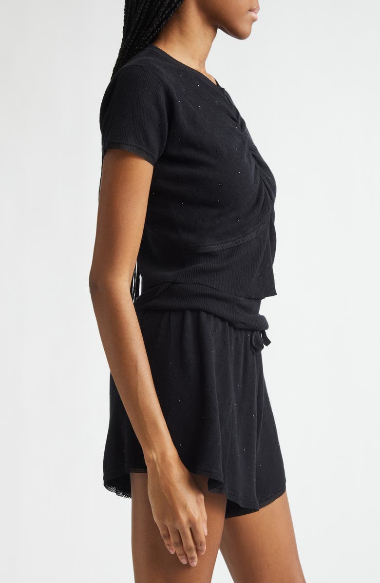 Area Girly Crystal Rib Cotton Sweater, Alternate, color, Black