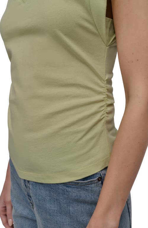 Dkny Jeans V-neck Ruched Shoulder Top In Green
