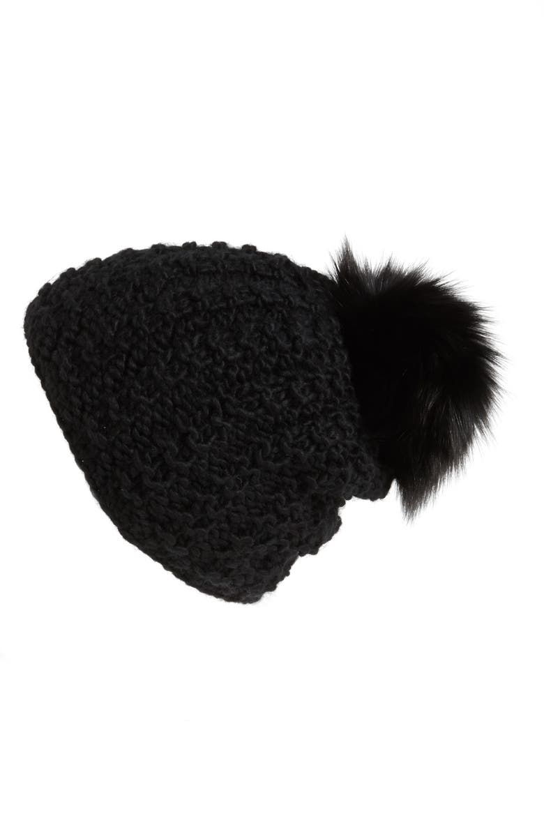 Kyi Kyi Genuine Fox Pompom Hat, Alternate, color, 
