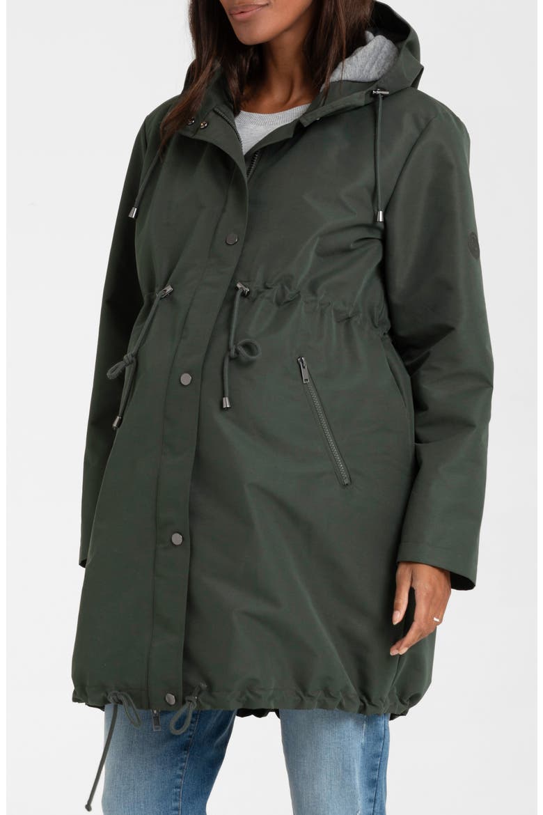 Showerproof Maternity & Babywearing Parka, Alternate, color, GREEN