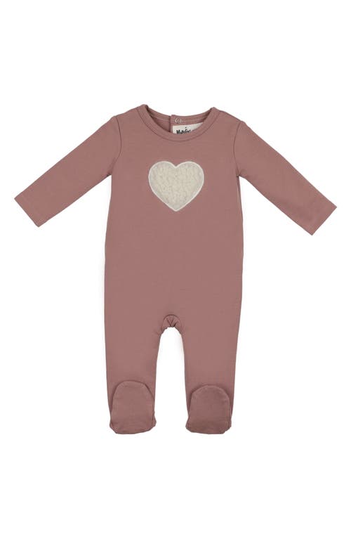 Maniere Manière Heart Appliqué Footie In Pink