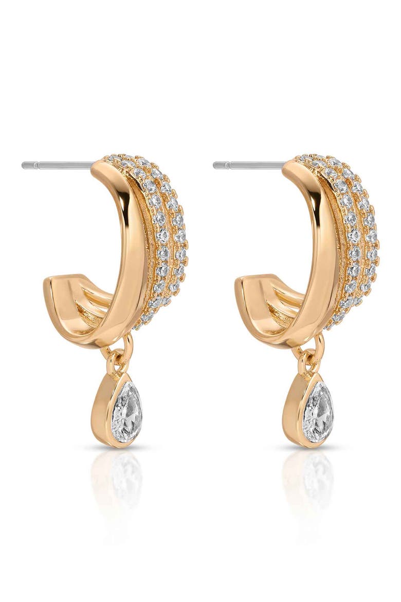 Triple Row Hoop Earrings, Alternate, color, GOLD