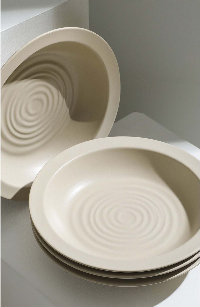 Stone Lain Orbit Stoneware 12-Piece Dinnerware Set with Pasta Bowls, Alternate, color, Beige
