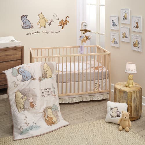 Lambs & Ivy Disney Baby Pooh Bear & Pals Cotton 3piece Nursery Crib Bedding Set In Neutral
