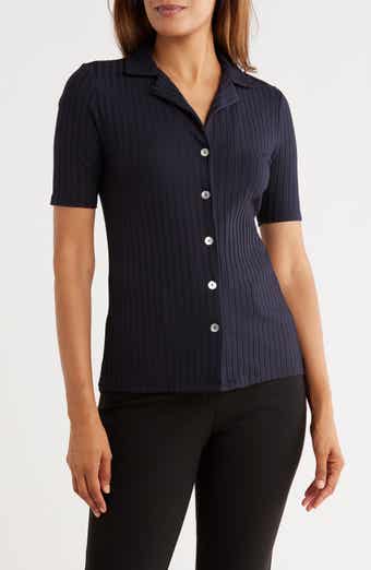 Textured Stripe Short Sleeve Button-Up Shirt