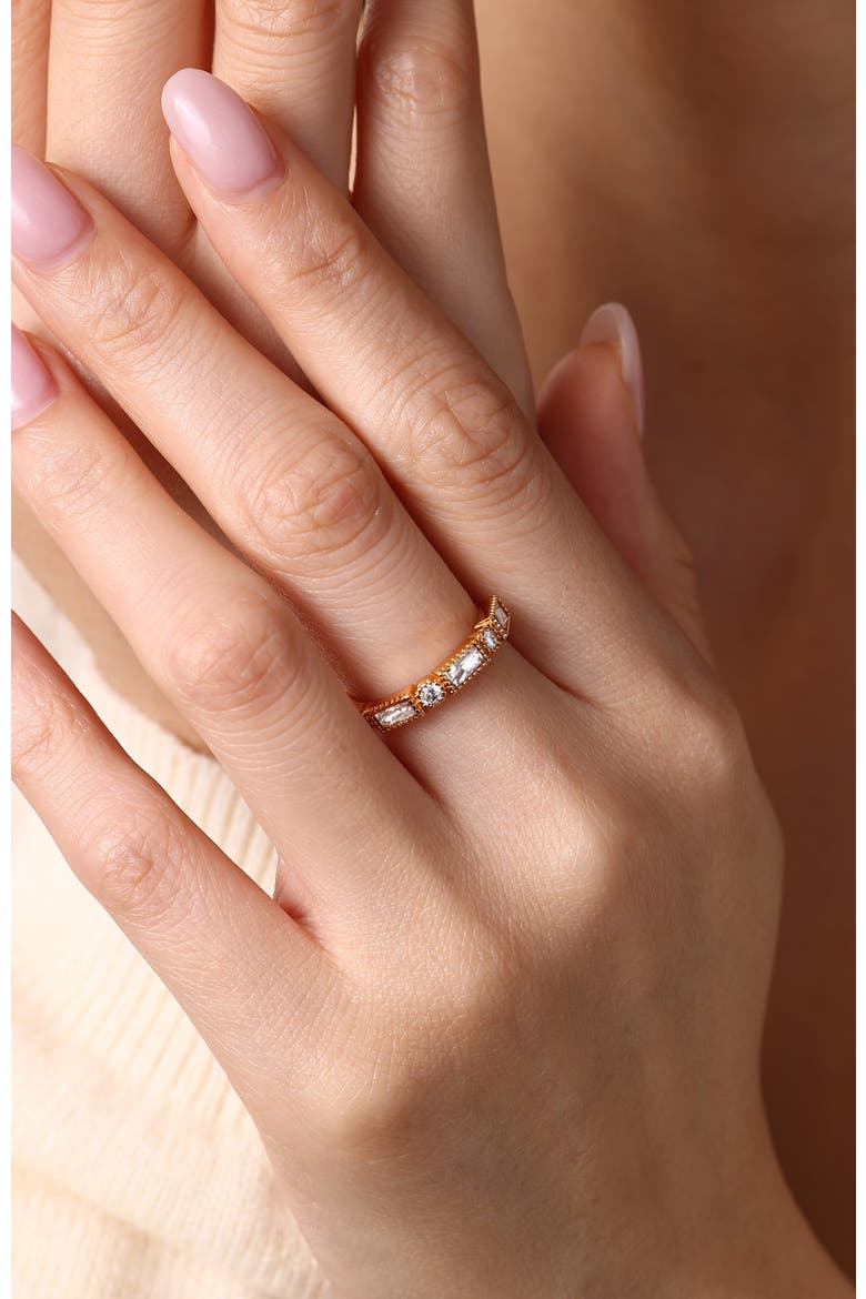 Round & Baguette Vintage Ring, Alternate, color, Gold