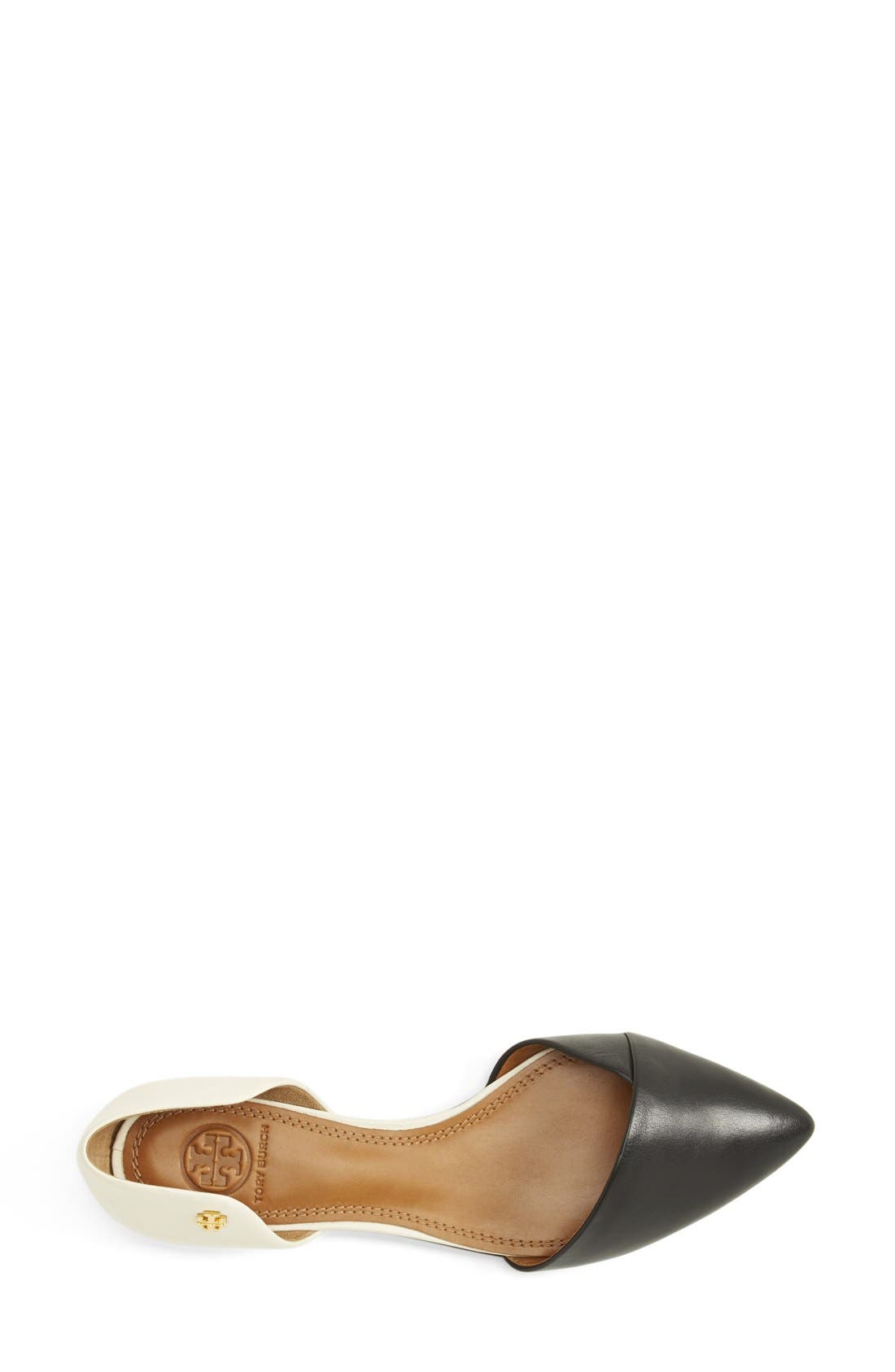Leather Flat, Alternate, color, BLACK/ IVORY