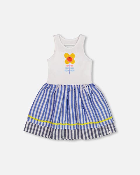 Deux Par Deux brushed jersey dress with print skirt Deux Par Deux brushed jersey dress with print skirt