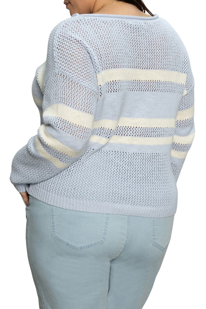 Sporty Stripe Cotton Sweater, Alternate, color, SKY BLUE