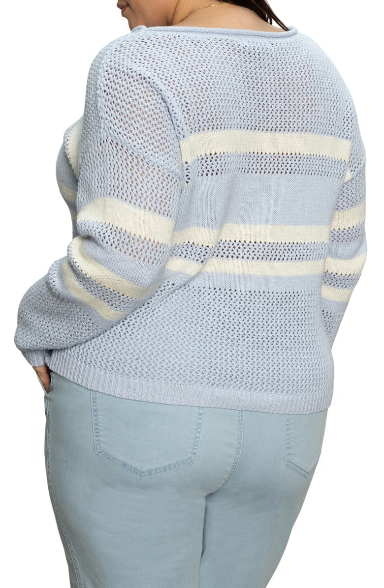 Sanctuary Sporty Stripe Cotton Sweater, Alternate, color, Sky Blue