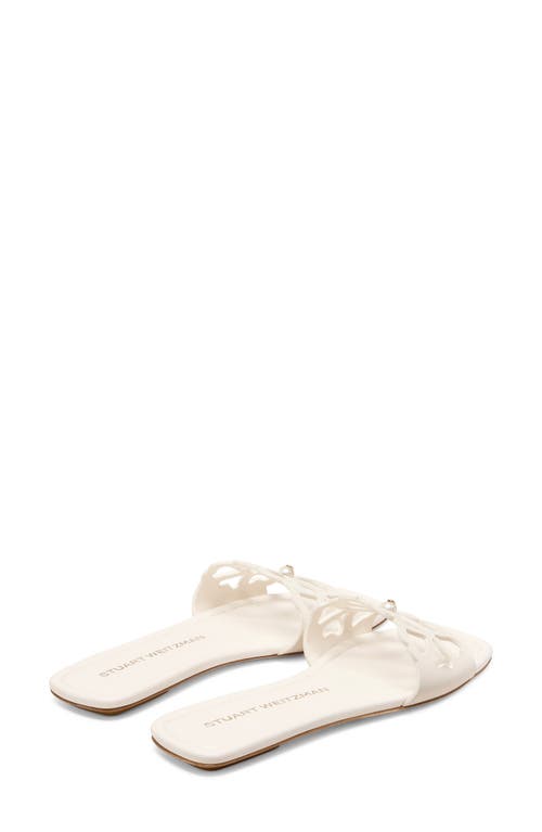 Stuart Weitzman Jasmine Leather Cutout Flat Slide Sandals In White