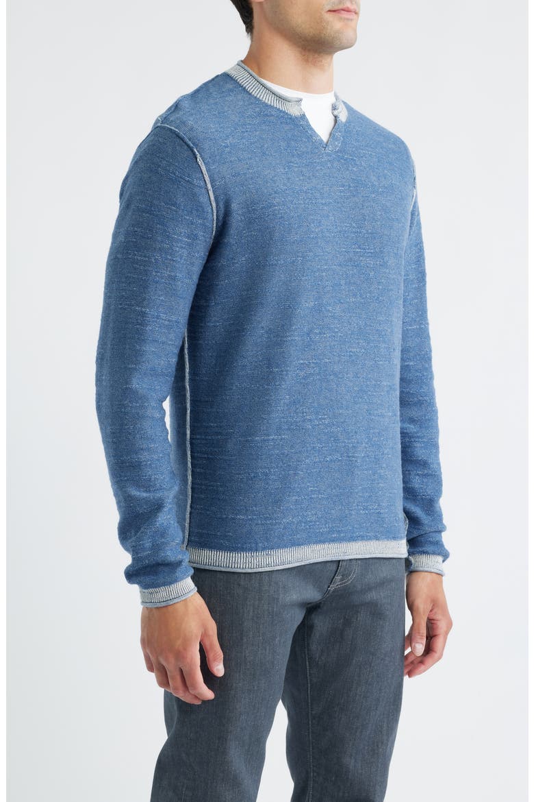 Jamesy Cotton Notched Neck Sweater, Alternate, color, INDIGO