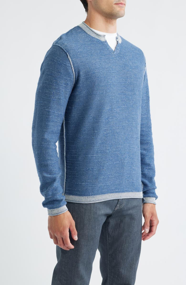 johnnie-O Jamesy Cotton Notched Neck Sweater, Alternate, color, Indigo