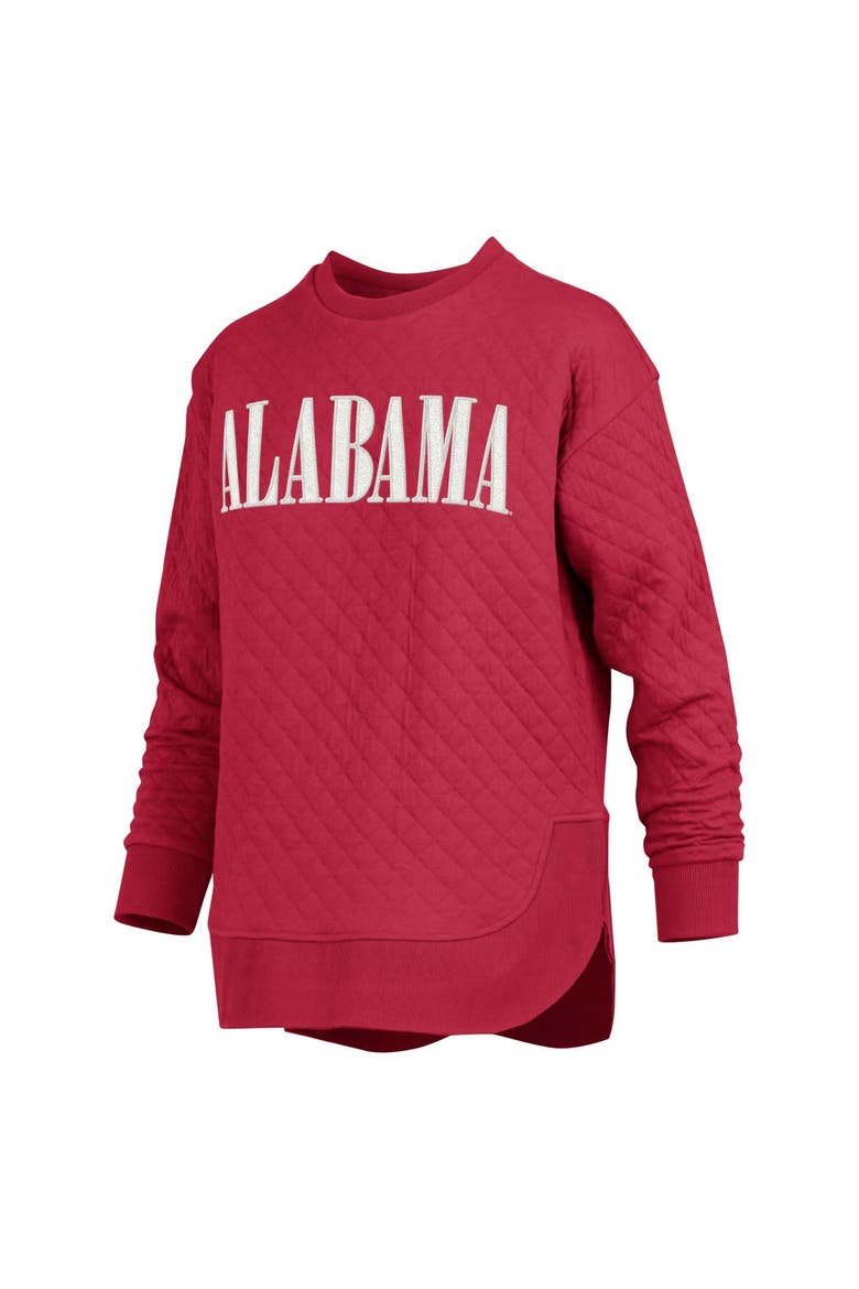 Women's Pressbox Crimson Alabama Crimson Tide Quilted Long Sleeve Pullover Sweatshirt, Alternate, color, Crimson