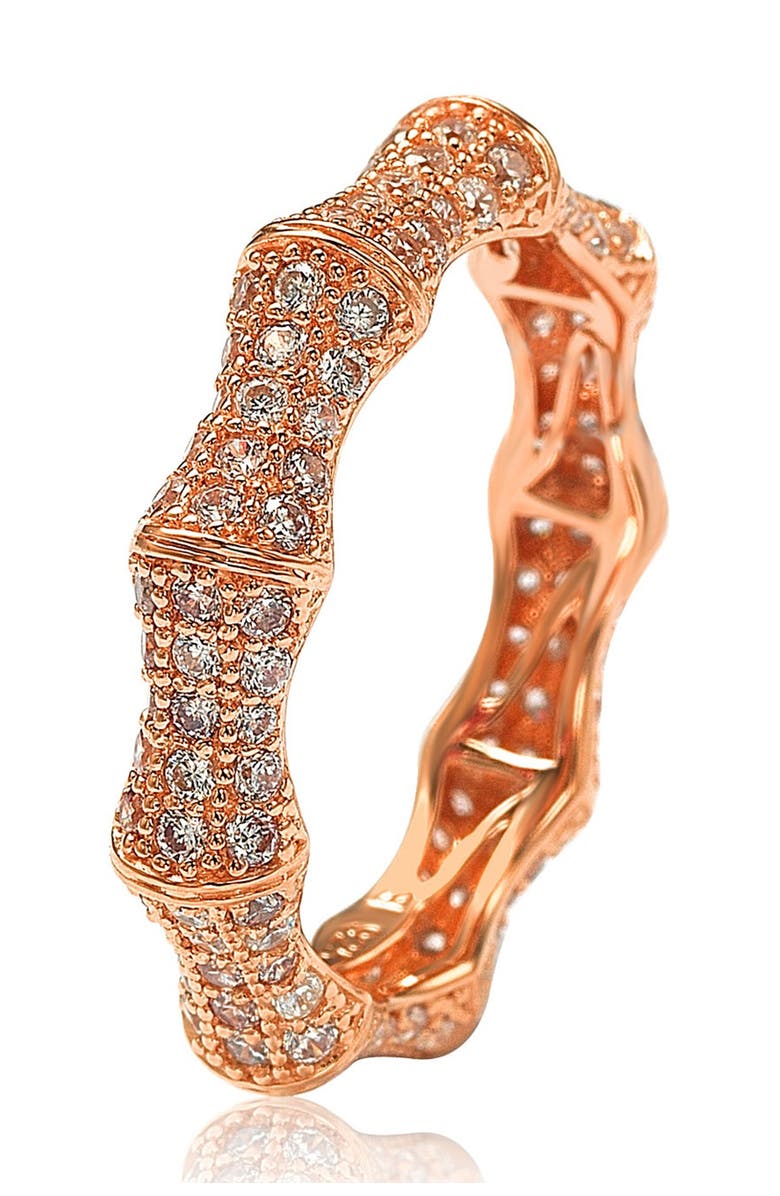 SUZY LEVIAN Pavé CZ Bamboo Shaped Stackable Eternity Band Ring, Alternate, color,