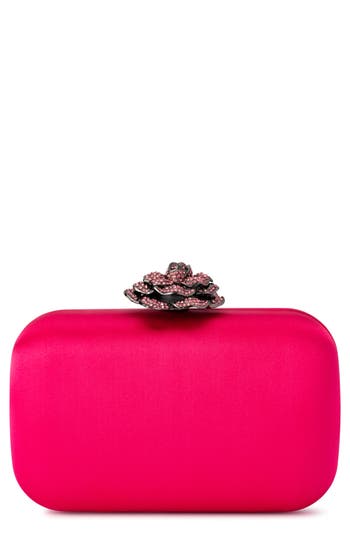 Olga Berg Rosa Crystal Lock Frame Clutch In Pink