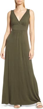 Loveappella V-Neck Jersey Maxi Dress