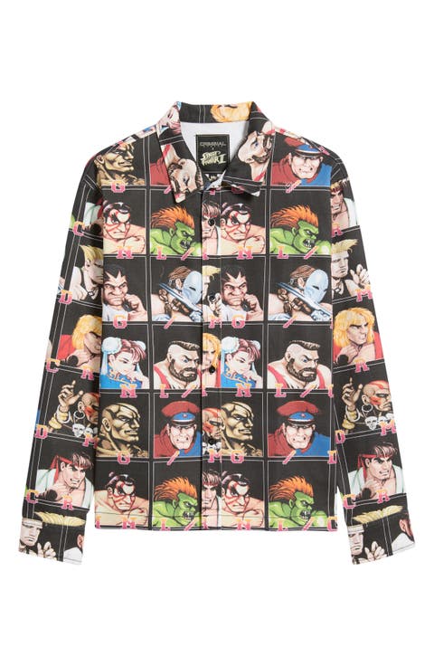 x Street Fighter II Arcade Cotton Button-Up Shirt