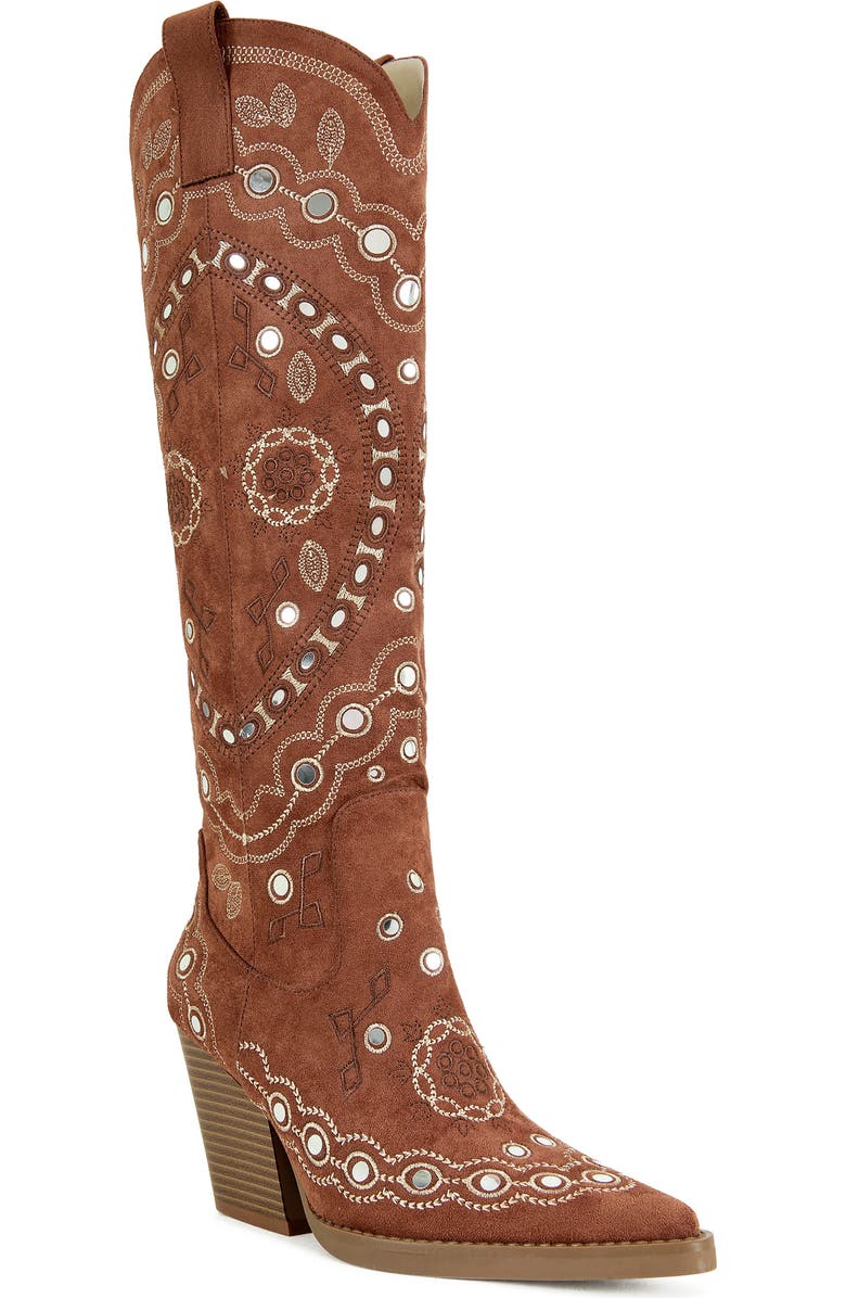 AZALEA WANG Aamina Over the Knee Western Boot, Main, color, Tan