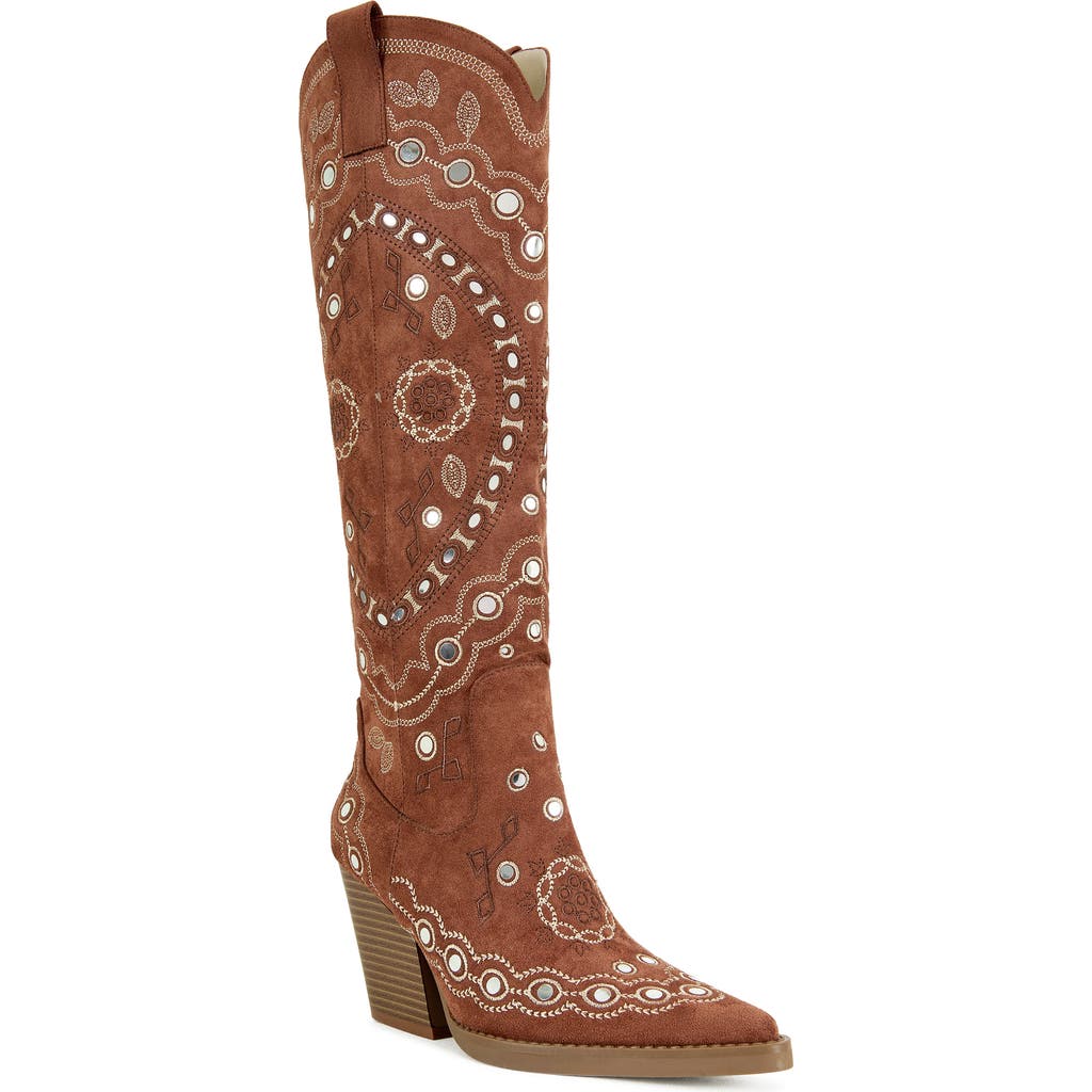 Azalea Wang Aamina Over The Knee Western Boot In Brown