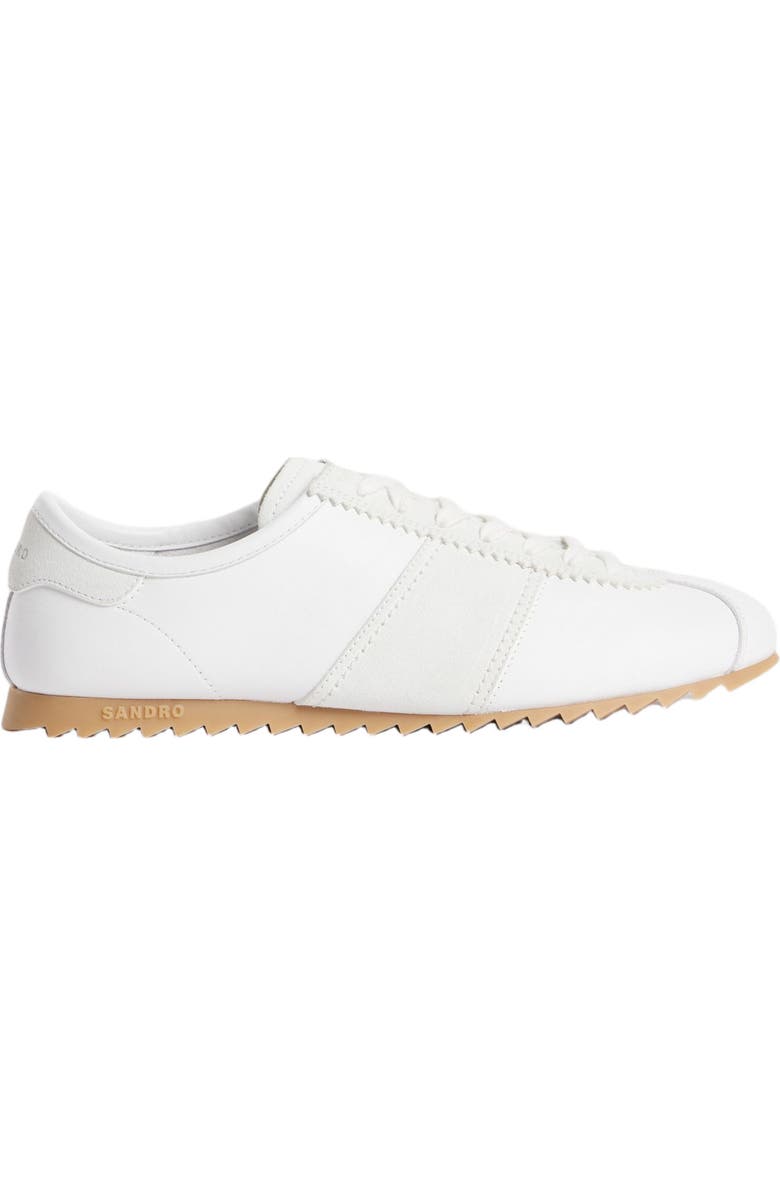SANDRO Leather running trainers, Main, color, White