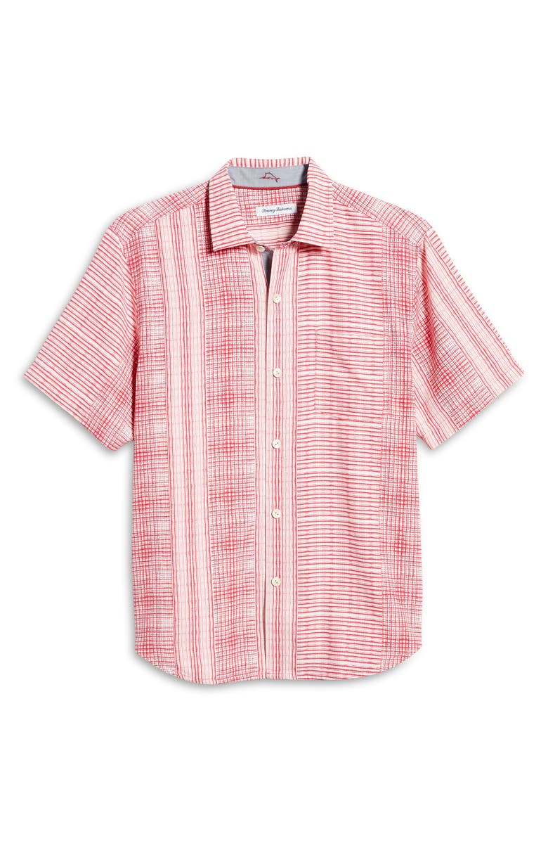 Tommy Bahama Bay Street Blues Short Sleeve Silk Button-Up Shirt, Alternate, color, Bright Blush
