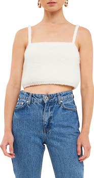 English Factory Fuzzy Crop Sweater Tank