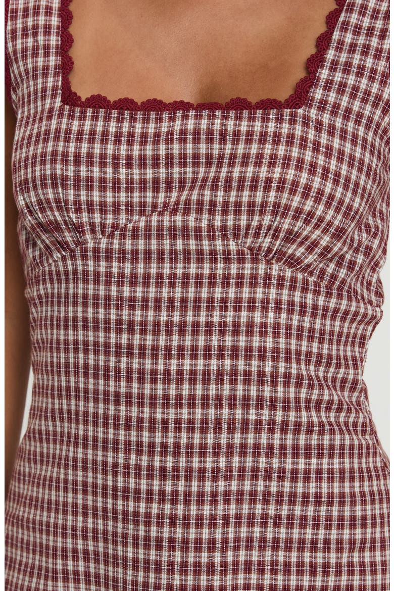 Dasha Check Cotton Fit & Flare Minidress, Alternate, color, RED CHECK